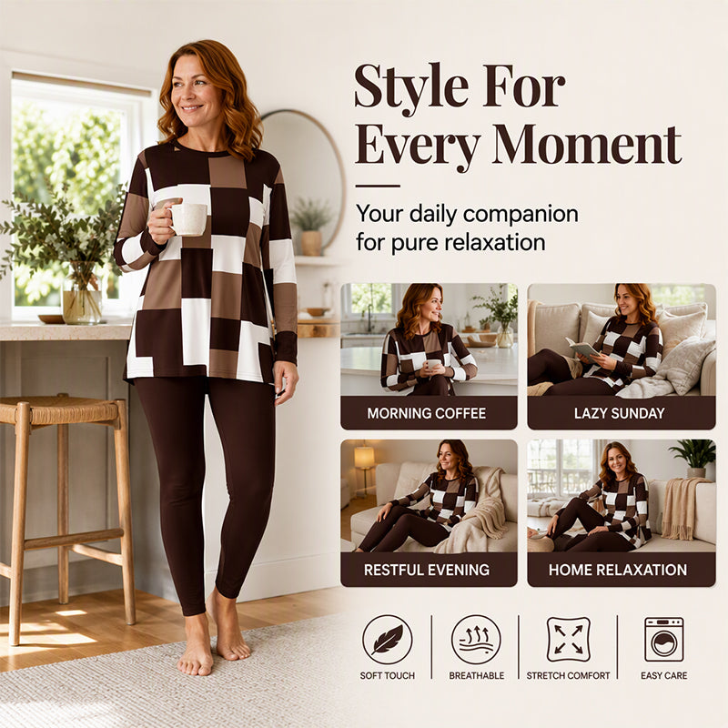 Women's Printed Long Sleeve Top & Leggings Set