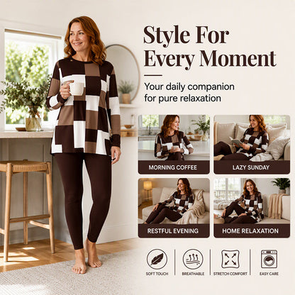 Women's Printed Long Sleeve Top & Leggings Set
