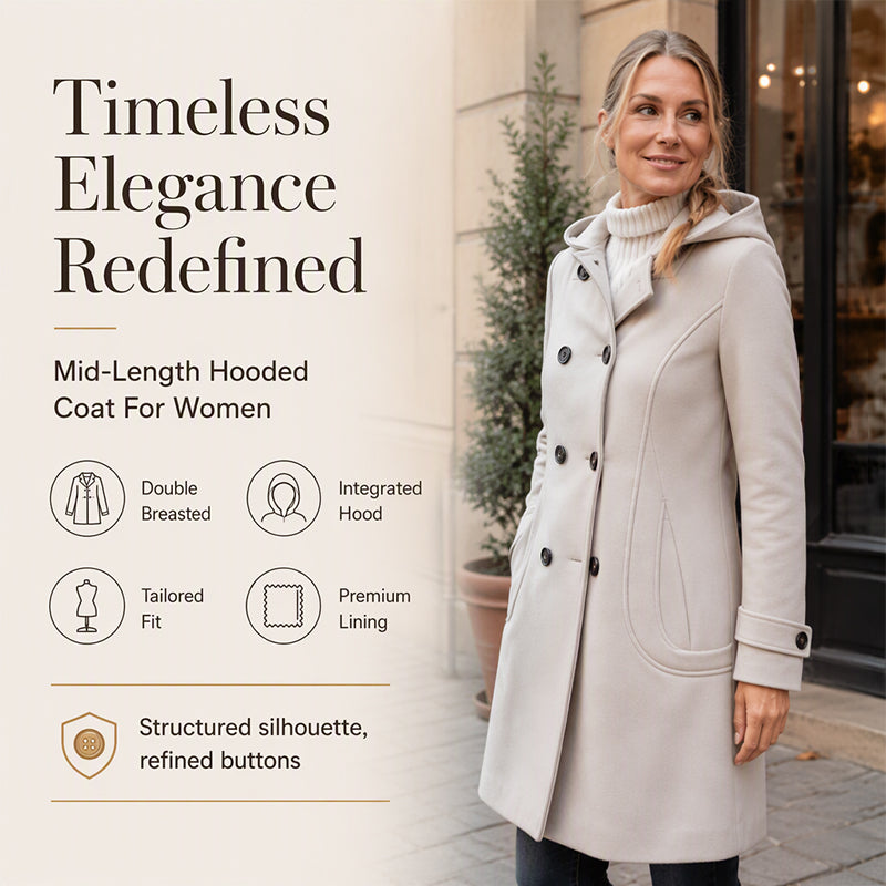 Women's Double-Breasted Hooded Pea Coat