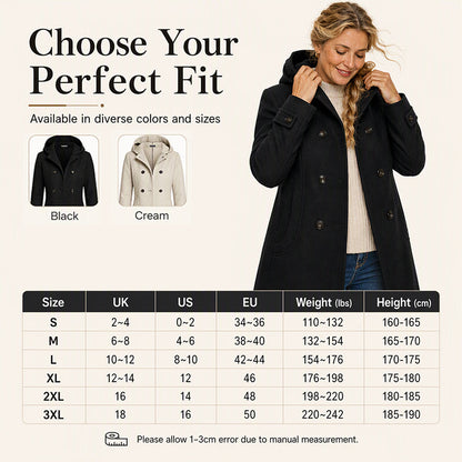 Women's Double-Breasted Hooded Pea Coat