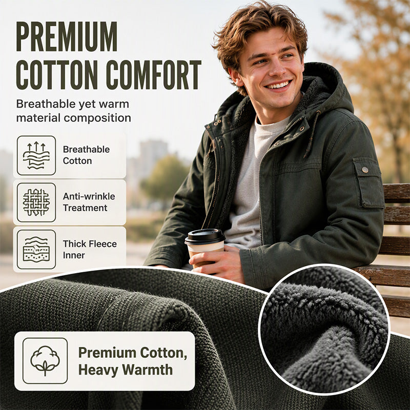 🧥 Plush-Lined Warmth, Rugged Utility Style | Men's Hooded Utility Jacket