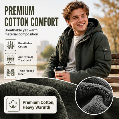 🧥 Plush-Lined Warmth, Rugged Utility Style | Men's Hooded Utility Jacket