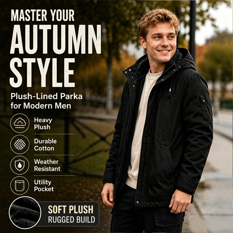 🧥 Plush-Lined Warmth, Rugged Utility Style | Men's Hooded Utility Jacket
