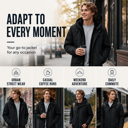 🧥 Plush-Lined Warmth, Rugged Utility Style | Men's Hooded Utility Jacket
