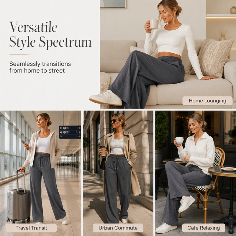 ✨ Effortless Wide-Leg Style | Women’s High-Waist Drawstring Pants