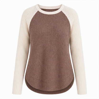 🍁Women's Western Ranch Style Raglan Long Sleeve Knit Top with Textured Waffle Fabric and Curved Hem