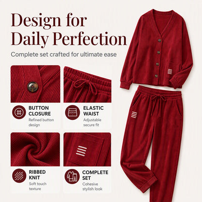 🤎 Textured Corduroy, Effortless Matching Style | Women's 2-Piece Set