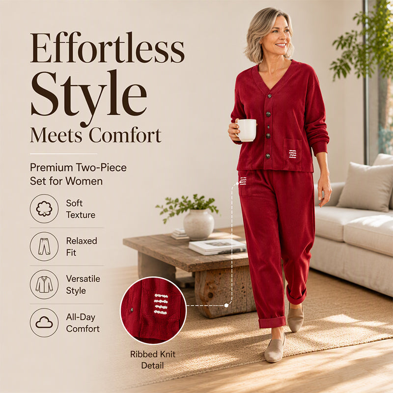 🤎 Textured Corduroy, Effortless Matching Style | Women's 2-Piece Set