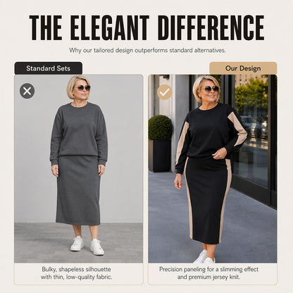 Women's Knit Two Piece Sweatshirt & Midi Skirt Set