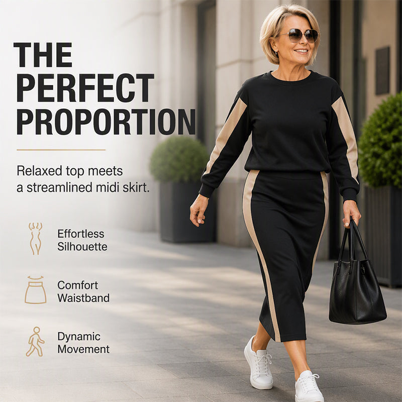 Polished Two-Piece Style | Women’s Color-Block Knit Set