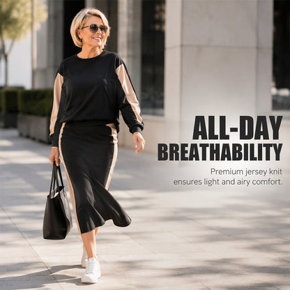 Polished Two-Piece Style | Women’s Color-Block Knit Set
