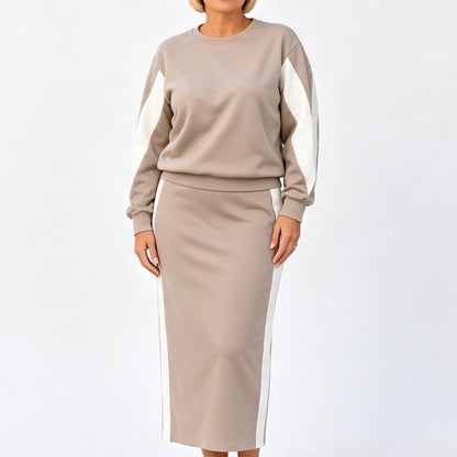 Polished Two-Piece Style | Women’s Color-Block Knit Set