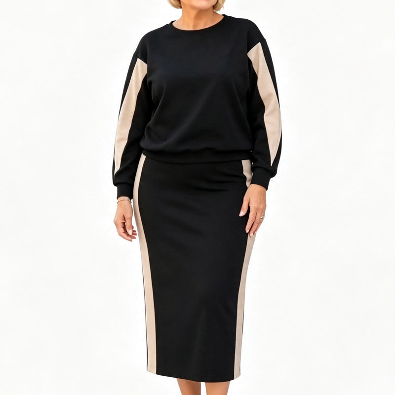 Women's Knit Two Piece Sweatshirt & Midi Skirt Set
