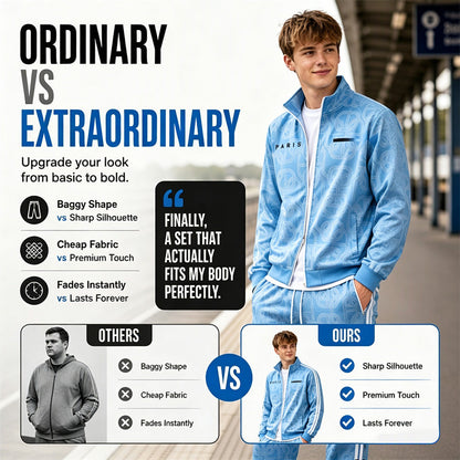 Men's Geometric Print Full-Zip Jacket & Pants Set
