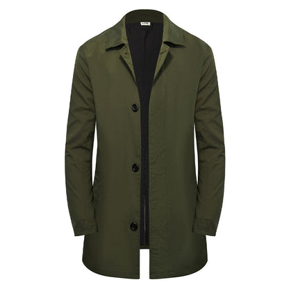 Men's Minimalist Single-Breasted Mid-Length Coat