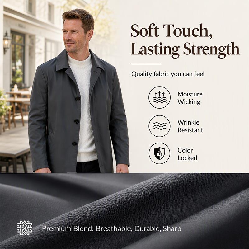 Men's Minimalist Single-Breasted Mid-Length Coat