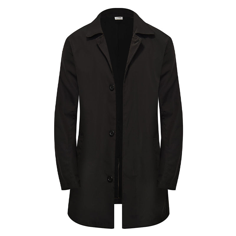 Men's Minimalist Single-Breasted Mid-Length Coat