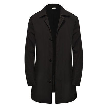 Men's Minimalist Single-Breasted Mid-Length Coat