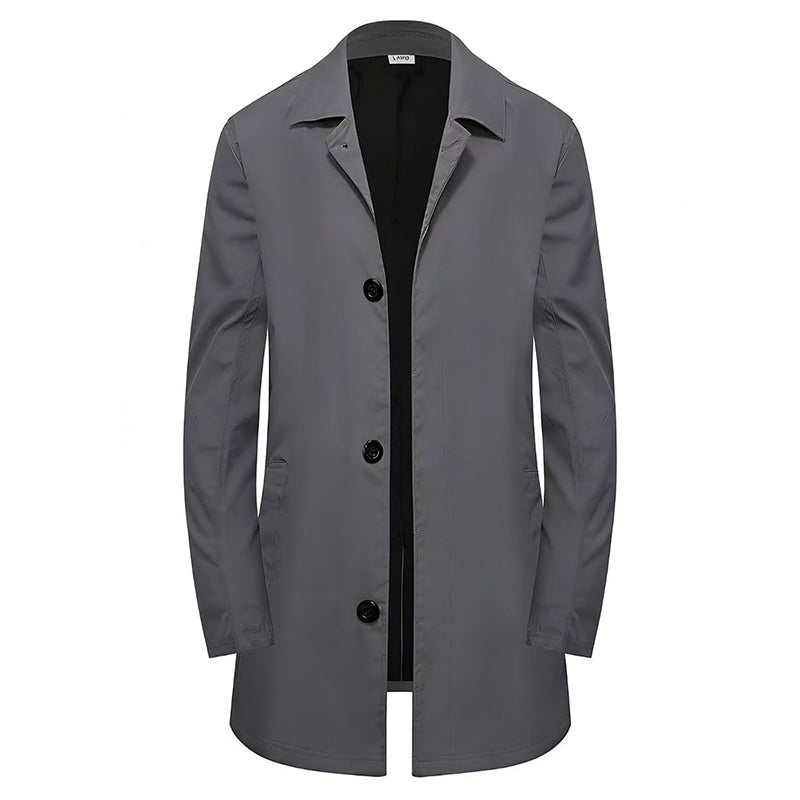 Men's Minimalist Single-Breasted Mid-Length Coat