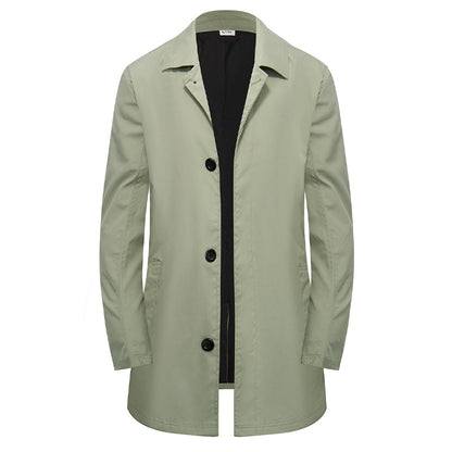 Men's Minimalist Single-Breasted Mid-Length Coat