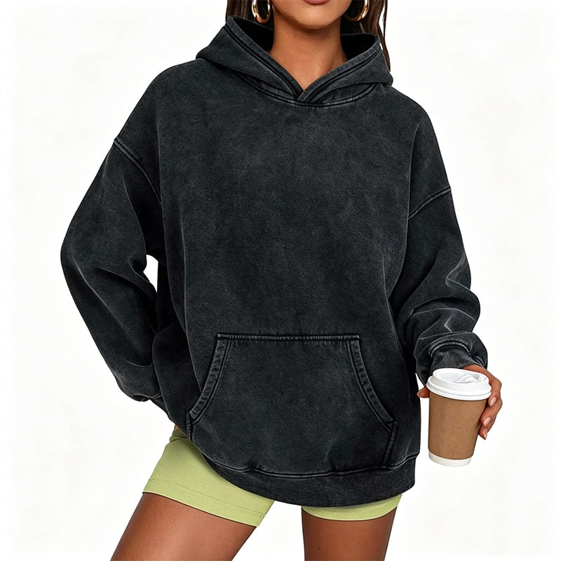 Unisex Casual Oversized Acid Wash Hoodie