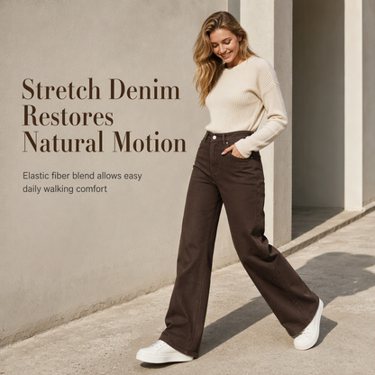 Women's Retro High Waisted Wide Leg Jeans Drapey Floor Length Denim Pants
