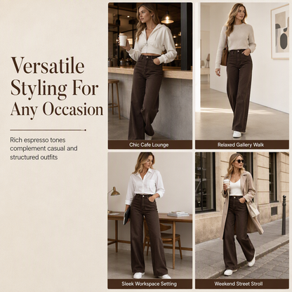 Women's Retro High Waisted Wide Leg Jeans Drapey Floor Length Denim Pants