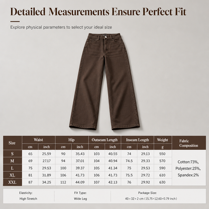 Women's Retro High Waisted Wide Leg Jeans Drapey Floor Length Denim Pants