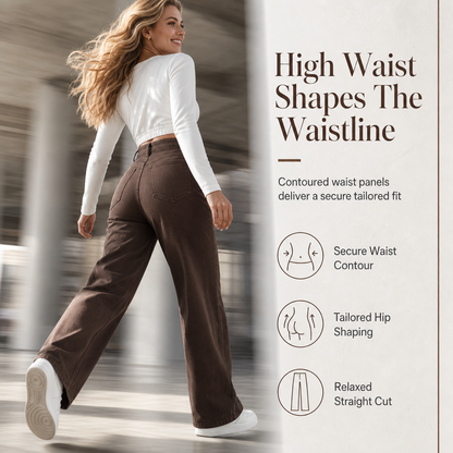 Women's Retro High Waisted Wide Leg Jeans Drapey Floor Length Denim Pants