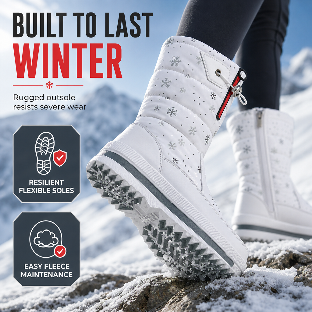 Women's Winter High Top Snow Boots Waterproof Non Slip Outdoor Tall Boots with Thick Plush Lining and Thick Sole