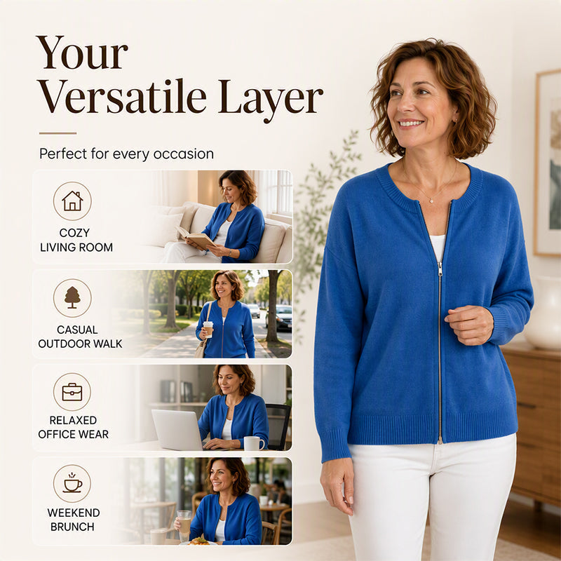 🌸Hot Sale 50% OFF☁️Women's Casual Zip-Up Knit Jacket