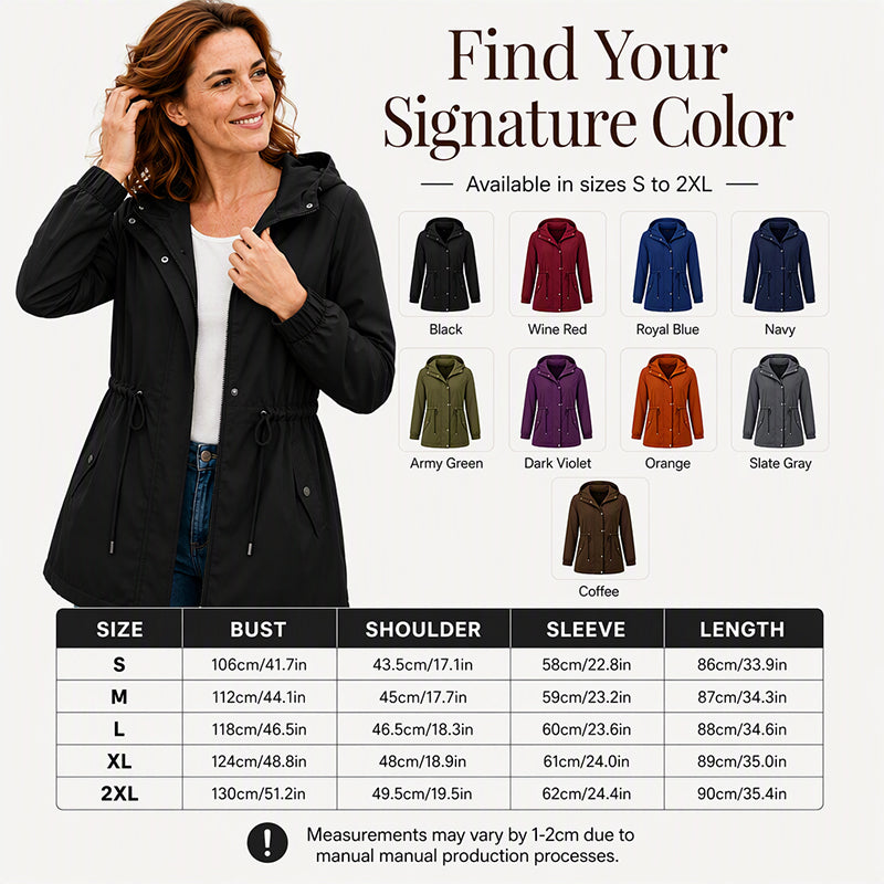 Women's Mid-Length Hooded Windbreaker Jacket