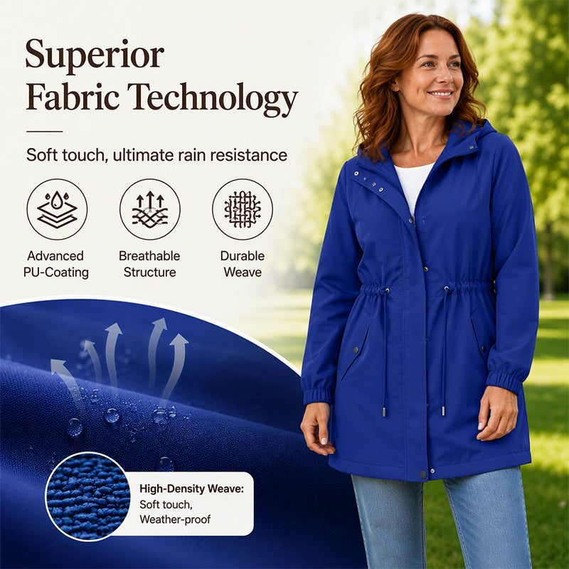 Women's Mid-Length Hooded Windbreaker Jacket