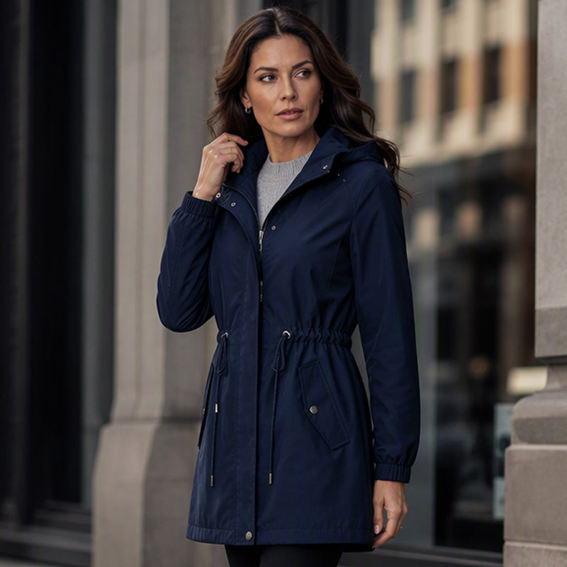 Women's Mid-Length Hooded Windbreaker Jacket