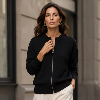 Women's Casual Zip-Up Knit Jacket