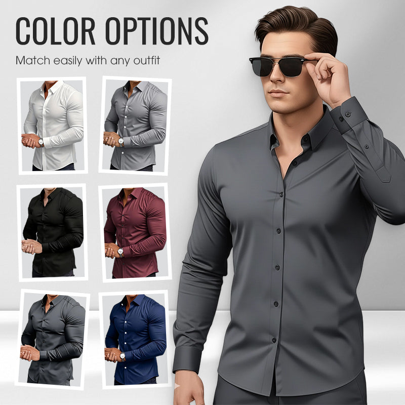 Men's Solid Color Lapel Long Sleeve Button-Down Shirts