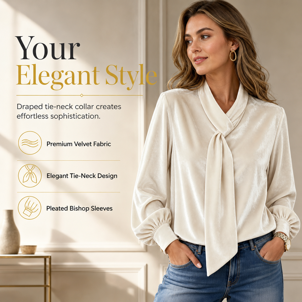 Women's Velvet Long Sleeve T-Shirt with Ribbon Design