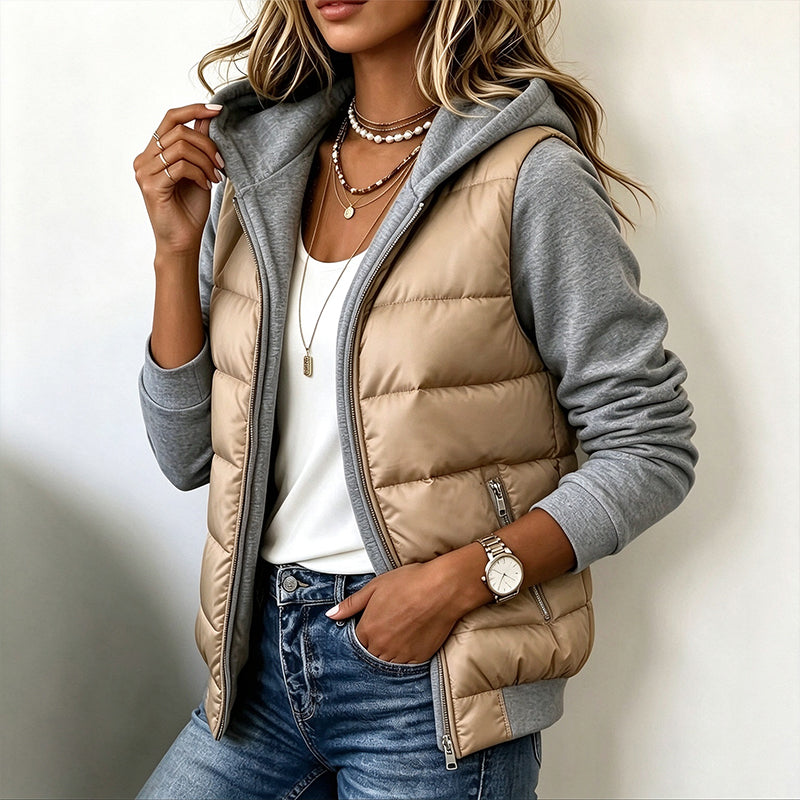 Women's Color-Block Padded Hooded Jacket