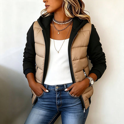 Women's Color-Block Padded Hooded Jacket