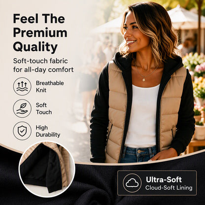 Women's Color-Block Padded Hooded Jacket