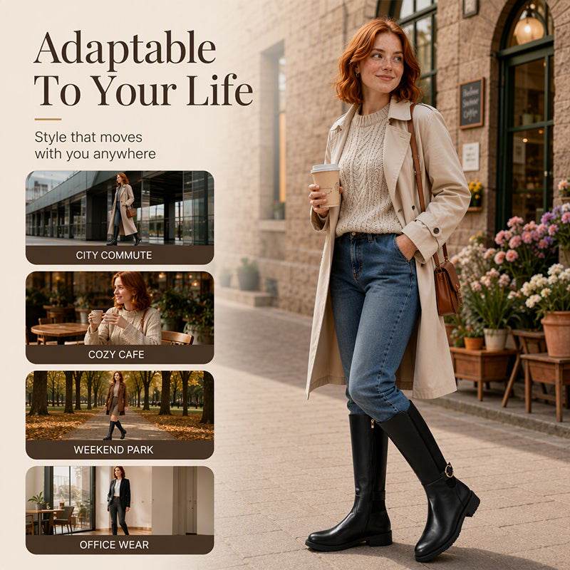 Women's Knee-High Boots with Side Zipper