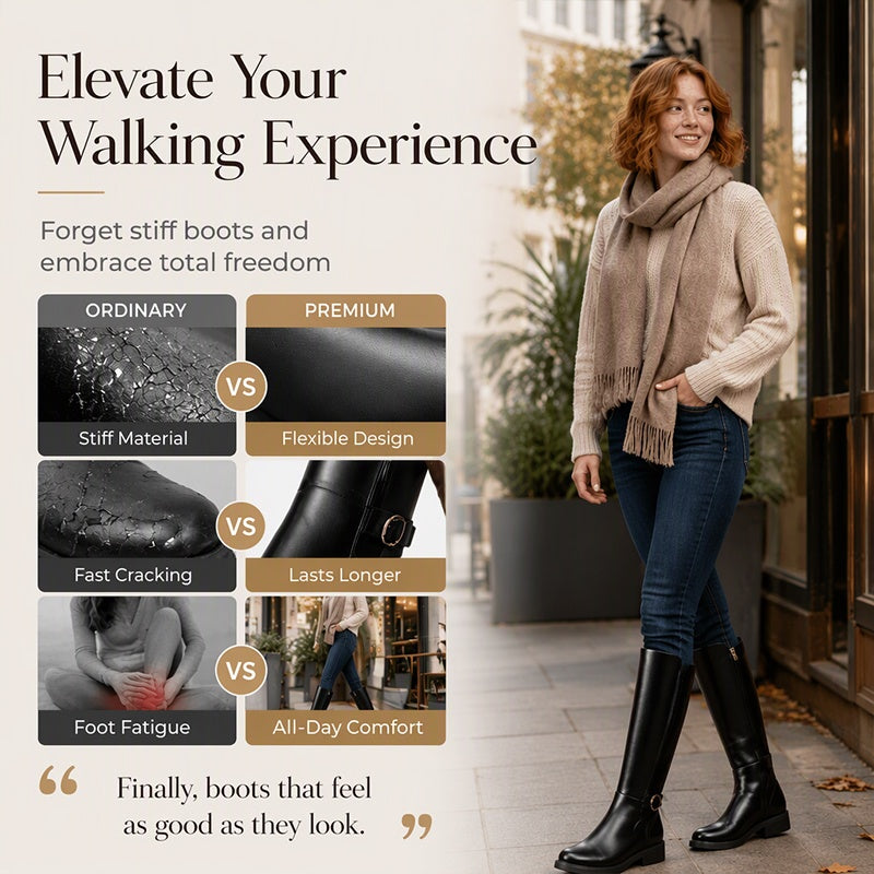 Women's Knee-High Boots with Side Zipper