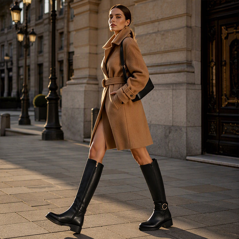 Women's Knee-High Boots with Side Zipper