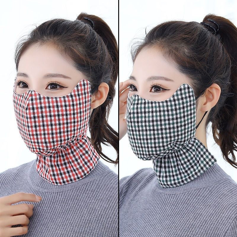 Plaid Cotton Neck Gaiter Face Mask