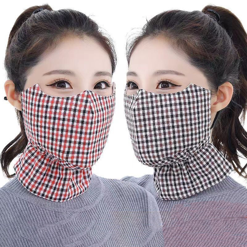 Plaid Cotton Neck Gaiter Face Mask