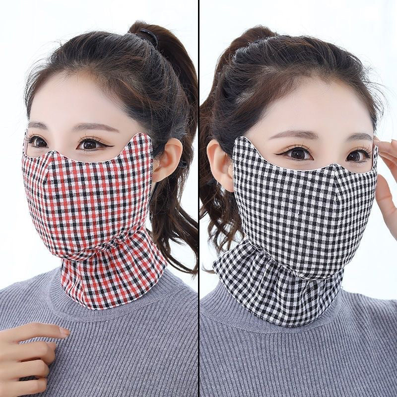 Plaid Cotton Neck Gaiter Face Mask