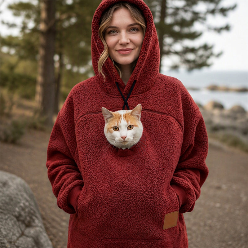 ⏰Last Day Hot Sales - 50% OFF😍2026 A must-have for pet lovers 🐾 Cozy Fleece Pet Bonding Pouch Hoodie – Warm & Supportive Small Pet Carrier Clothing🐶🐱