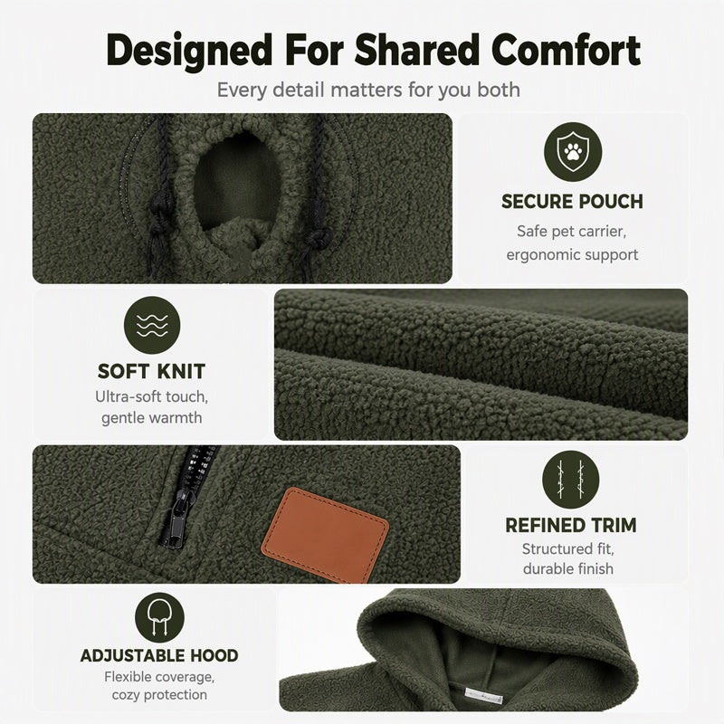 ⏰Last Day Hot Sales - 50% OFF😍2026 A must-have for pet lovers 🐾 Cozy Fleece Pet Bonding Pouch Hoodie – Warm & Supportive Small Pet Carrier Clothing🐶🐱