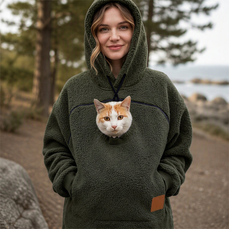 ⏰Last Day Hot Sales - 50% OFF😍2026 A must-have for pet lovers 🐾 Cozy Fleece Pet Bonding Pouch Hoodie – Warm & Supportive Small Pet Carrier Clothing🐶🐱