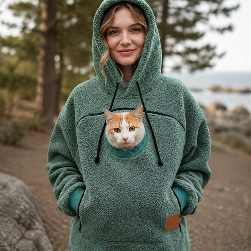 ⏰Last Day Hot Sales - 50% OFF😍2026 A must-have for pet lovers 🐾 Cozy Fleece Pet Bonding Pouch Hoodie – Warm & Supportive Small Pet Carrier Clothing🐶🐱